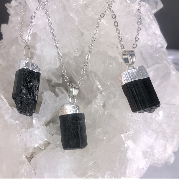 Natural Genuine Black Tourmaline Necklace on 925 silver chain - Picture 3 of 8